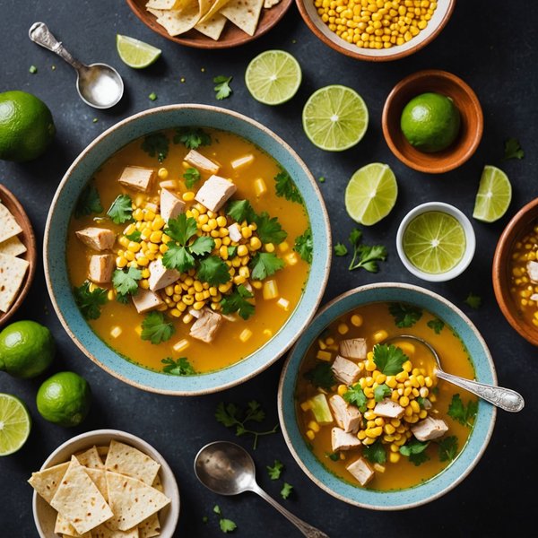 ¿Cómo preparar una sopa de pollo con maíz y lima?